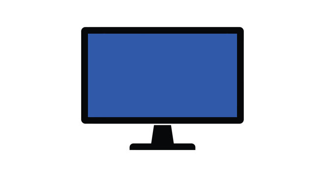 Computer monitor silhouette on white background high quality