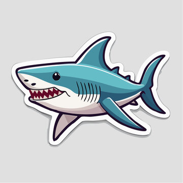 Cute cartoon shark sticker