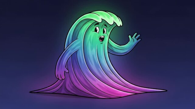 Cartoon Wave Character - A Fun and Colorful Illustration.