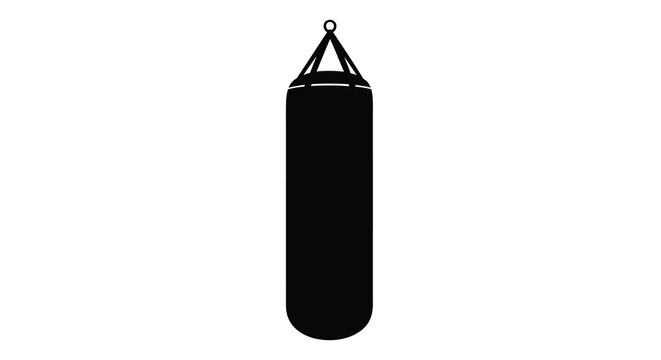 Black punching bag silhouette on a white background isolated vector illustration