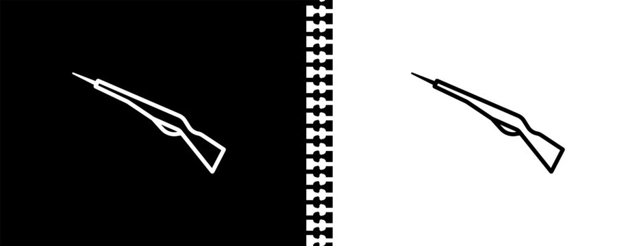 bayonet on rifle UI outline icon in black and white mode - army and war collection.
