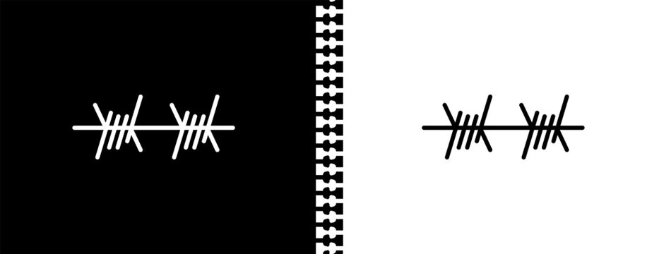barbed wire UI outline icon in black and white mode - army and war collection.