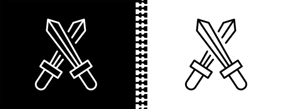 combat knife UI outline icon in black and white mode - army and war collection.