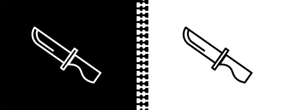 knife UI outline icon in black and white mode - army and war collection.