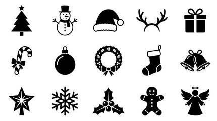 Obraz premium Classic Christmas Elements in Silhouette