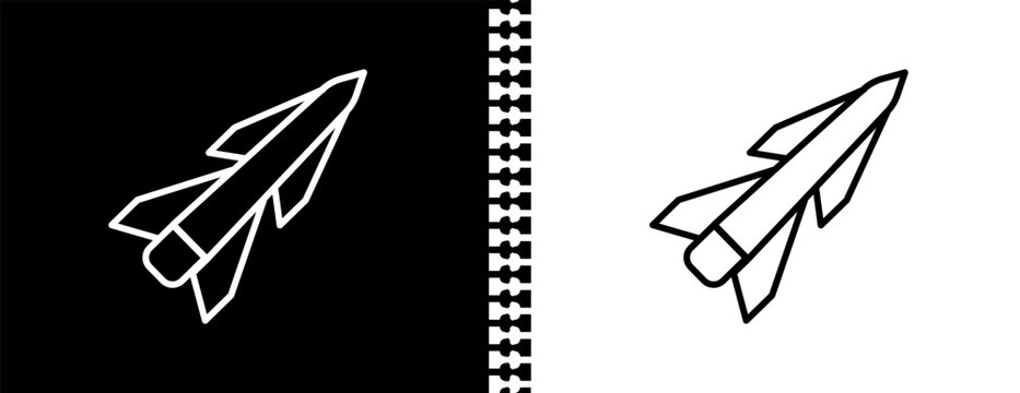 missile UI outline icon in black and white mode - army and war collection.