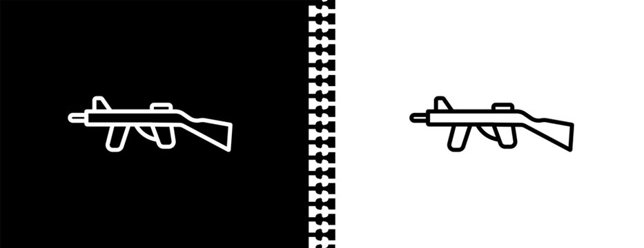 rifle UI outline icon in black and white mode - army and war collection.