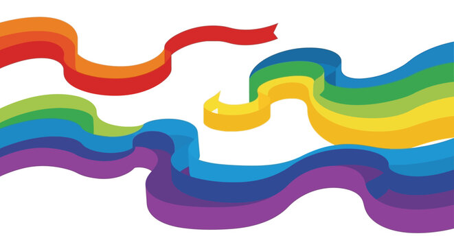 Abstract Rainbow Ribbon Waves Background
