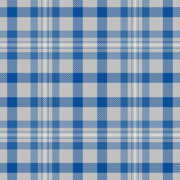 Kilt textile pattern tartan, isolation check vector texture. Christmas card plaid background fabric seamless in silver and cyan colors.