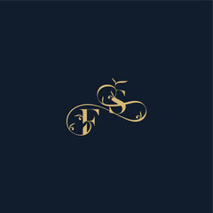 Naklejka premium organic and luxury style design FS elegant leaf line concept wedding initial monogram letter