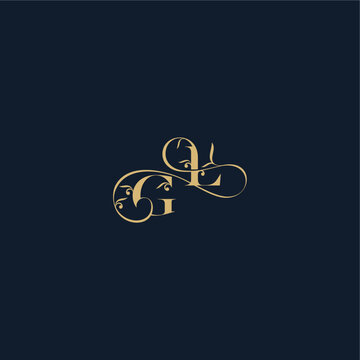 organic and luxury style design wedding initial monogram letter elegant leaf line concept GL