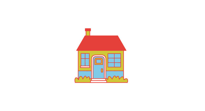 Colorful cartoon small house building.