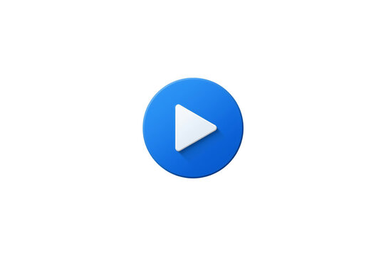 Blue circle play button icon 3d rendering