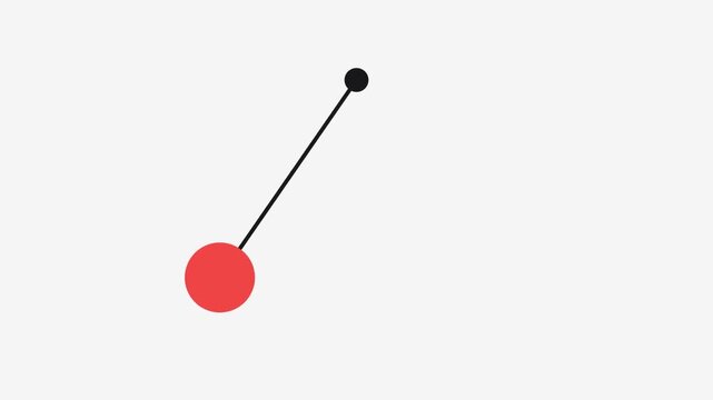 3D render of elegant pendulum swinging with simple line and weighted ball on light background creating minimal animation designed for time visuals and video overlays