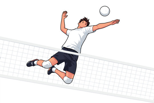 Acrobatic volleyball spike performed by a player in the air.