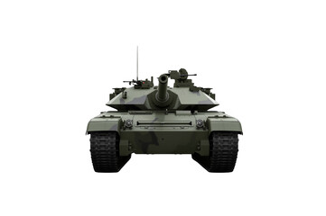 Obraz premium Military tank with camouflage armor on transparent background