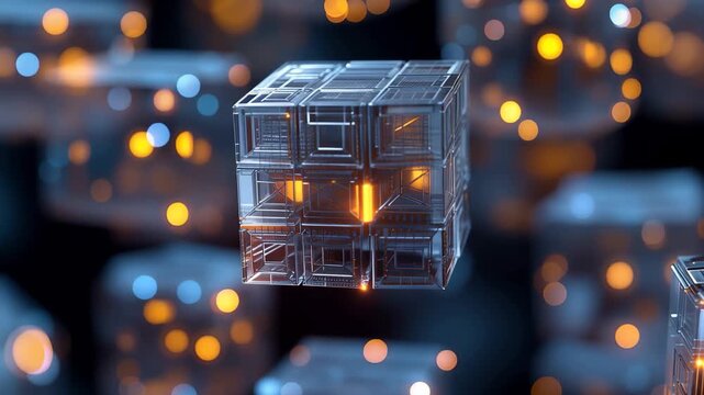 Exploring futuristic metaverse concepts through intricate blockchain technology visualizations and dynamic digital interactions in a virtual environment