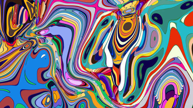 Vibrant Abstract Colorful Swirl Pattern in Psychedelic Style