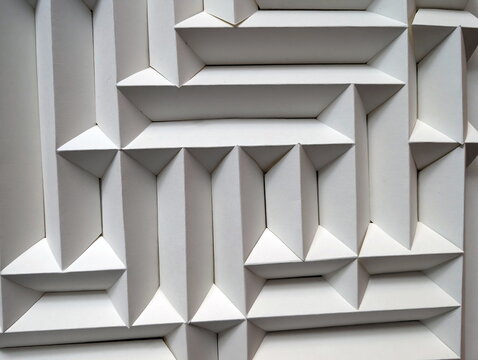 Modern White Geometric Labyrinth Relief Texture