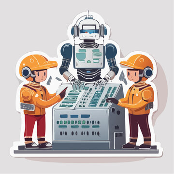 Robot and Engineers Operating Control Panel