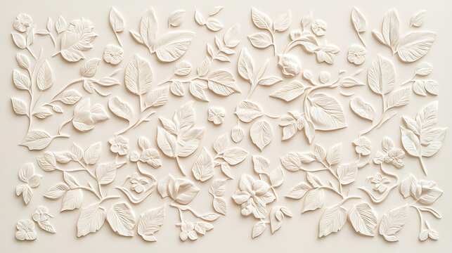 Seamless white floral pattern on textured background