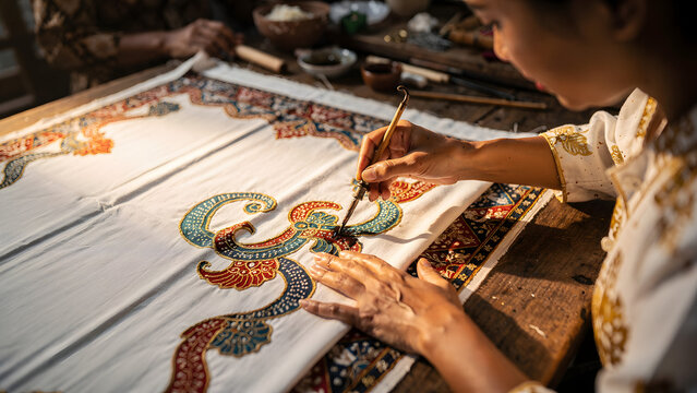 Hand Drawing Batik Tulis With Canting