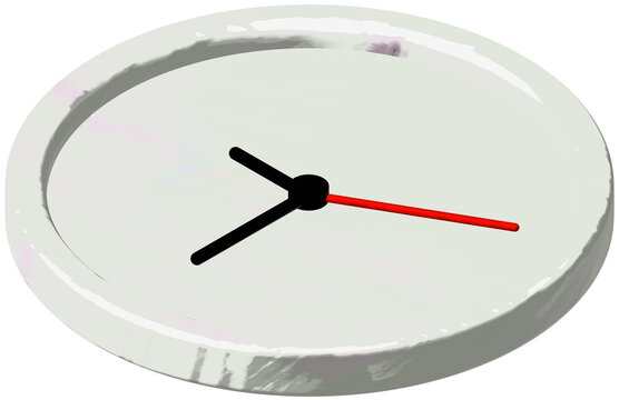 White Wall Clock 3D Illustration