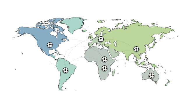 World Map with Marked Locations.