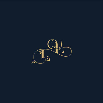 wedding initial monogram elegant leaf line concept LL organic and luxury style design letter