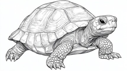 Fototapeta premium Detailed Illustration of a Turtle with Intricate Shell Pattern and Anatomical Features in Nature