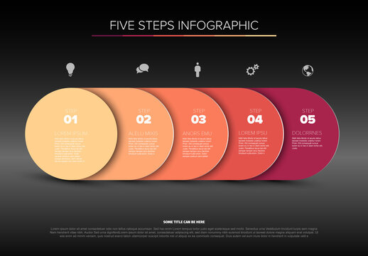 Five Steps Business Infographic Template on Dark Background