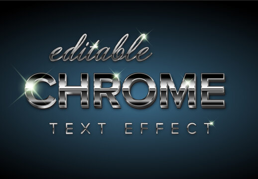 Metallic Chrome Editable Text Effect with Shiny Silver Polish and Reflections