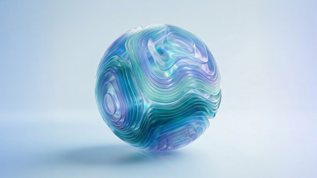 3D Rendering of an Abstract Pattern Sphere on a Blue Background