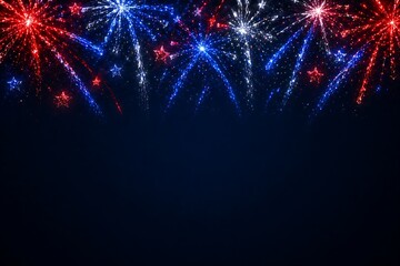 Naklejka premium Colorful fireworks exploding in the night sky low poly independence day happy 4th of july fireworks celebration patriotic independence low poly independence day happy 4th of july