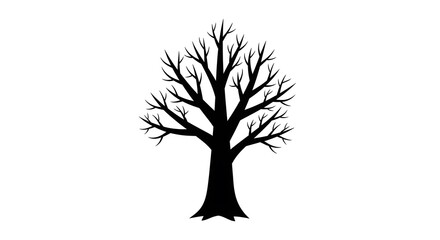Obraz premium bare winter tree silhouette against white background minimalist nature concept