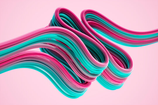 3D candy ribbon knot with pink teal loop on blush field