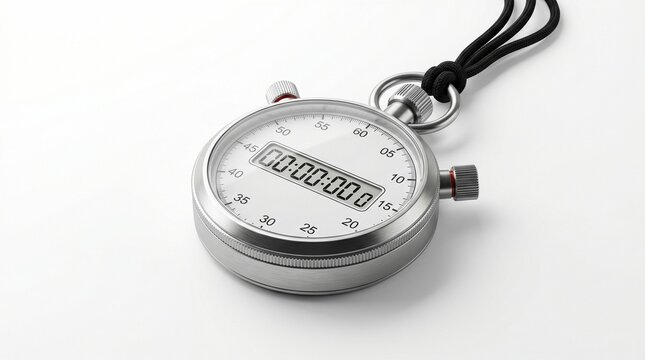 Classic stopwatch isolated on a white background, perfect for sports and timekeeping