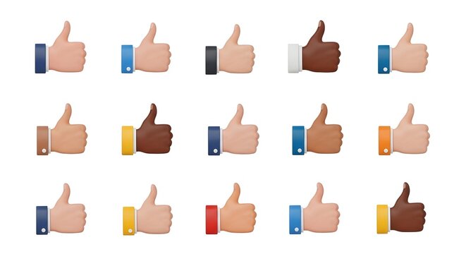 A collection of diverse hands giving a thumbs up gesture, symbolizing approval and positive feedback across different skin tones
