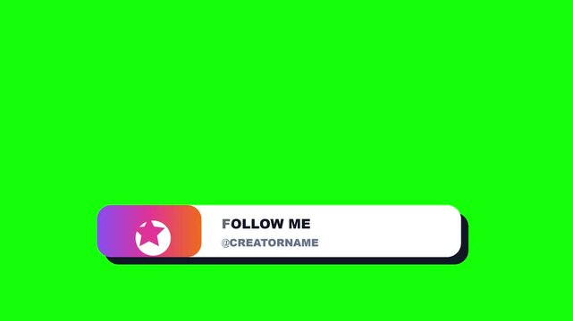 Social Media Follow Button Lower Third Instagram Creator Name Green Screen Overlay