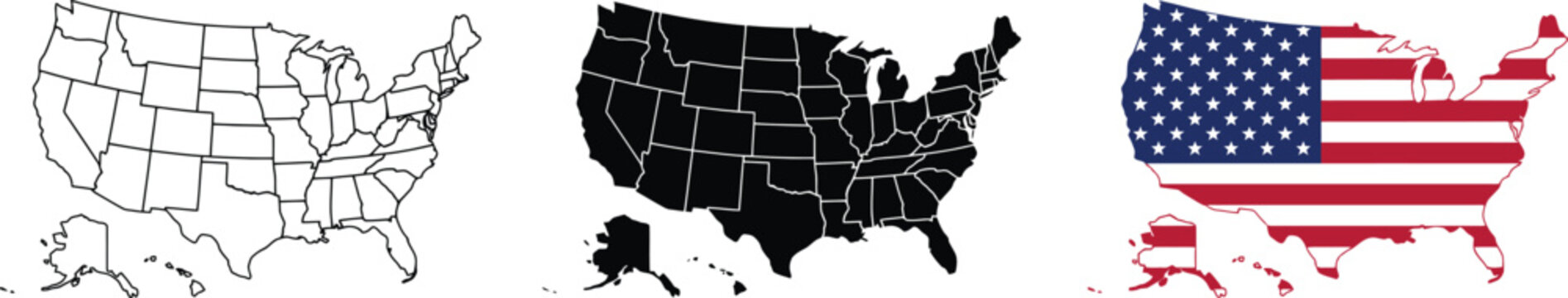 United states map outlines and american flag usa map outline black and white usa map silhouette united states map with states