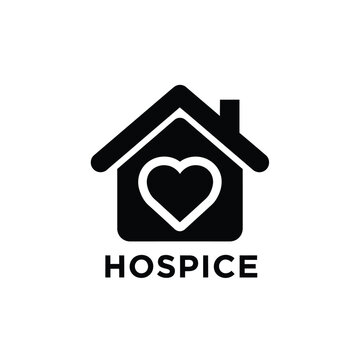 hospice symbol with house and heart shape black silhouette on white background high quality professional detailed modern elegant stylish clean
