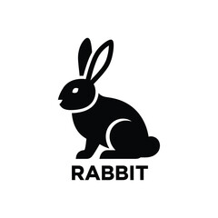 Fototapeta premium black rabbit silhouette on a white background with the word rabbit written below it high quality professional detailed modern elegant