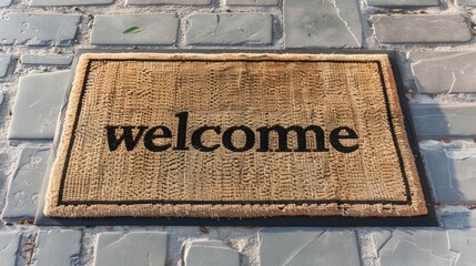 Obraz premium A Welcoming Touch: A Mat Against the Brick