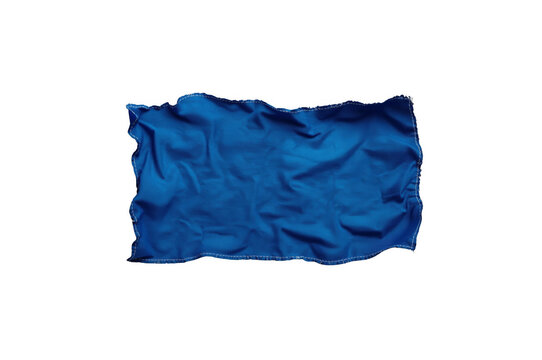 Blue wrinkled fabric cloth with transparent background