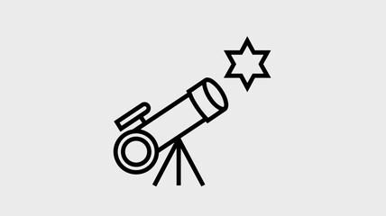 Fototapeta premium Hairline stroke telescope icon – Suitable for precision optics manufacturers, science museum branding, or clean academic icons.