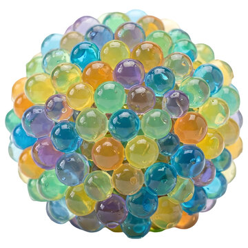 Colorful Gel Orbeez Water Beads on Transparent Background
