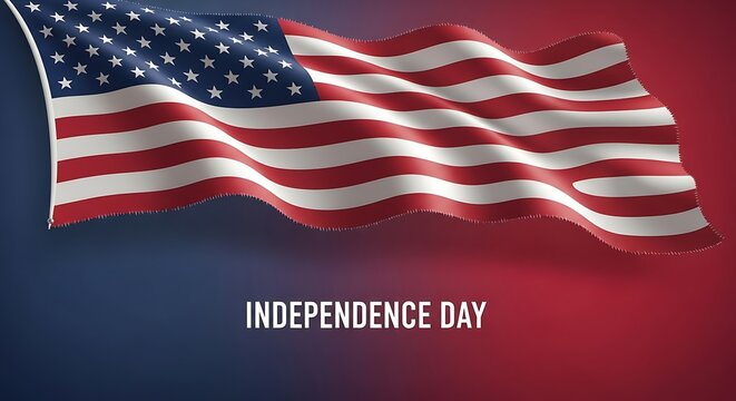 Celebrating flag day waving american flag with independence day text patriotic symbolism