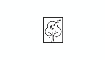Fototapeta premium Sleeping Moon and Tree Icon: Night, Rest, Nature, Calm, Sleep Concept