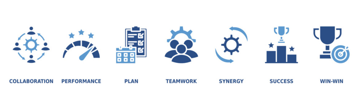Partnership banner web icon vector illustration concept with icon of collaboration, performance, plan, teamwork, synergy, success and win-win solution