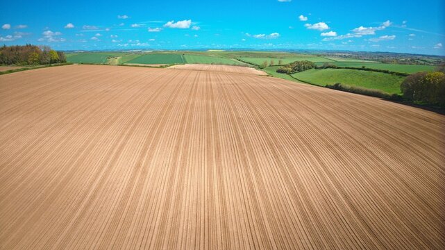 Sunny Freshly Ploughed Farmers Field in Dorset